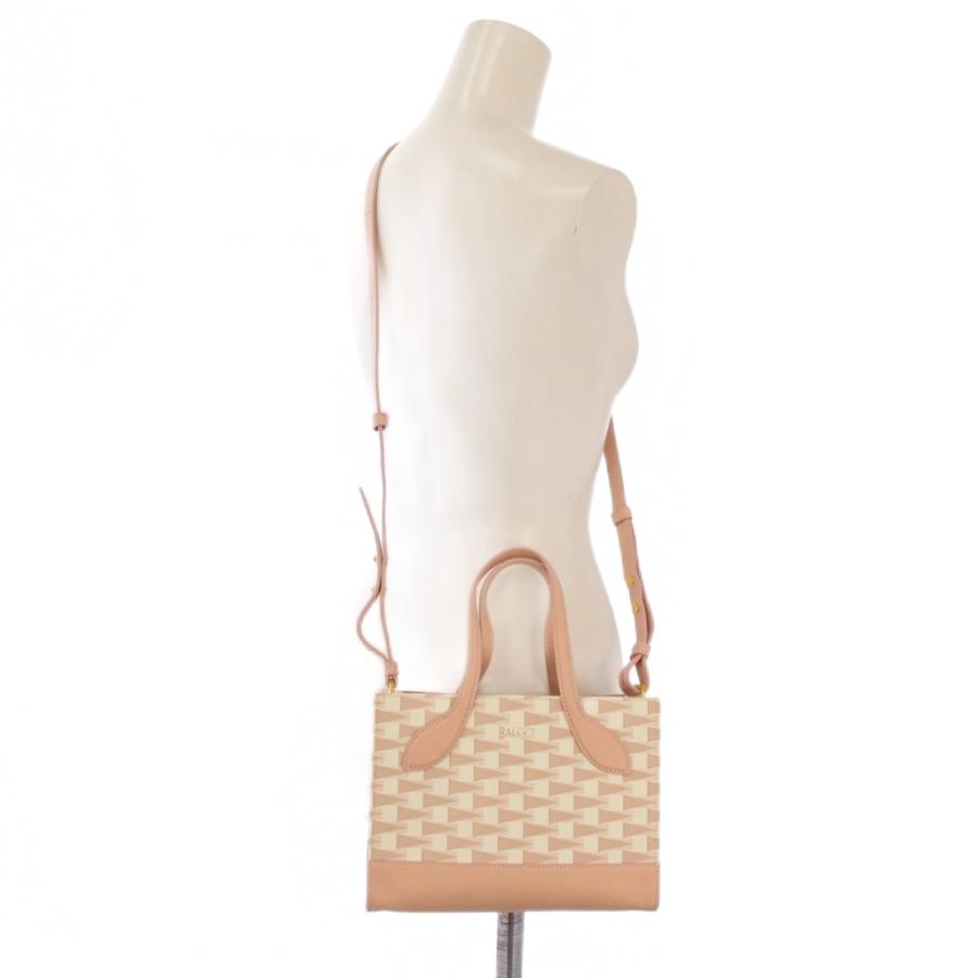 【中古】バリー KEEP ON 日本橋三越本店限定カラー 2WAY ハンドバッグ ショルダーバッグ スクエア ロゴ ピンク 白 Bally（バリー） 23AW KEEP ON 日本橋三越本店限定カラー 2WAY