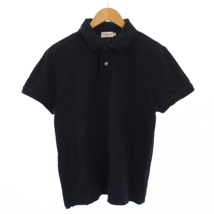 モンクレール　ポロシャツ　ビッグ　ワッペン　L MONCLER（モンクレール） ポロシャツ 半袖 ロゴ ワッペン L 紺 131-091