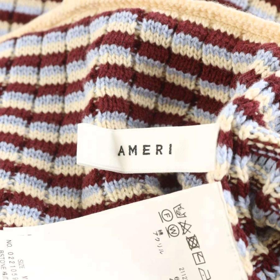 【中古】アメリヴィンテージ 22AW URAOMOTE MIX HAND STITCH DRESS ニットワンピース ロング丈 M ベージュ 赤 水色 アメリヴィンテージ 22AW URAOMOTE MIX HAND STITCH DRESS ニット