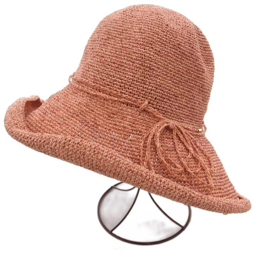 カシラ CA4LA 美品 麦わら帽子 編み込み 紙 ピンク /BS レディース 