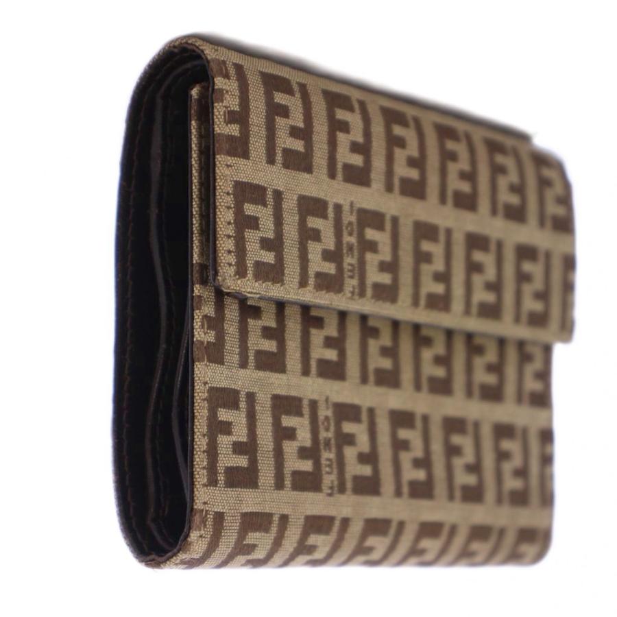 FENDI フェンディ 財布 二つ折り ズッキーノ キャンバス ベージュ  