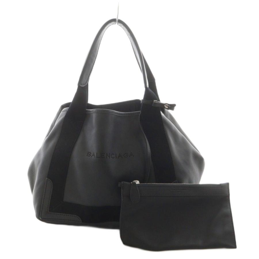 バレンシアガ BALENCIAGA トートバッグS 黒キャンバス レザー