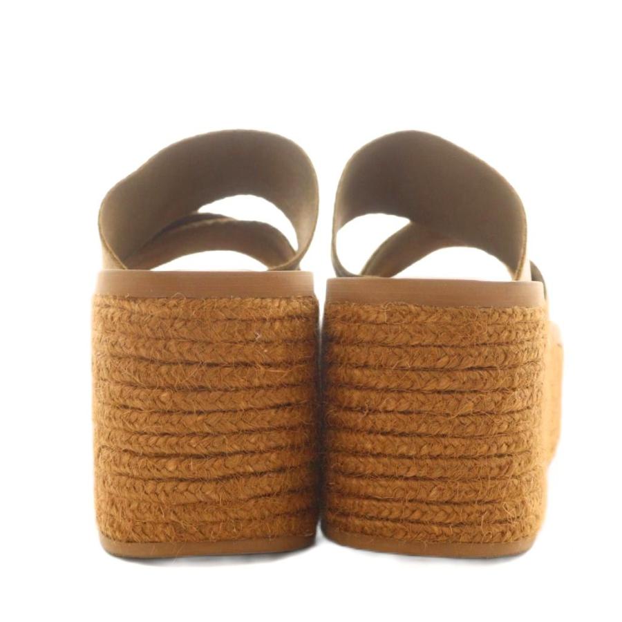 【美品】クロエ Woodyウェッジエスパドリーユ　ウエッジソール　厚底　白　ロゴ Chloe クロエ CHLOE ウッディ Woody サンダル ウェッジソール