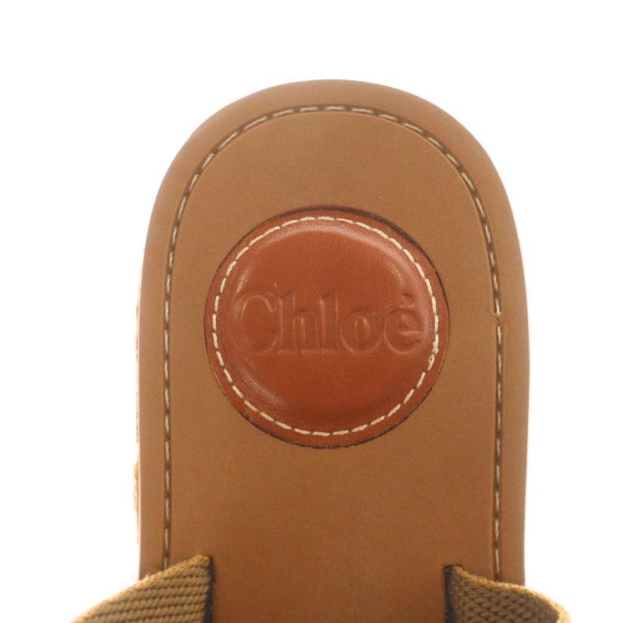 【美品】クロエ Woodyウェッジエスパドリーユ　ウエッジソール　厚底　白　ロゴ 美品】クロエ Woodyウェッジエスパドリーユ ウエッジソール 厚底