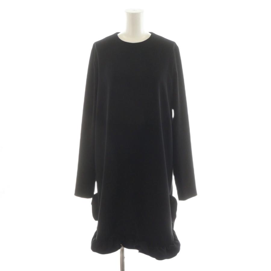 【中古】ヨーコチャン YOKO CHAN ワンピース ひざ丈 長袖 裾フリル ノーカラー 38 黒 ブラック YCD-422-855 ヨーコチャン YOKO CHAN ワンピース ひざ丈 長袖 裾フリル ノーカラー