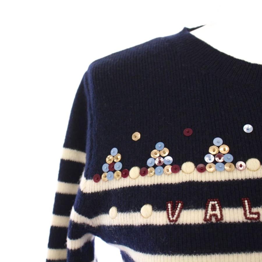 VALENTINO ワンポイントロゴ クルーネック ニット セーター Valentino Garavani シェ ジャカード セーター | ブルー | FARFETCH JP