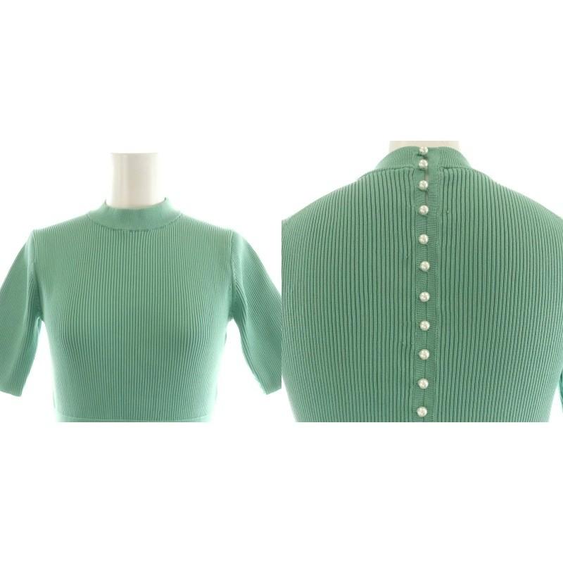 美品 セブンテンバイミホカワヒト ニットドレス ワンピース セブンテンバイミホカワヒト SEVEN TEN by MIHO KAWAHITO バックパール