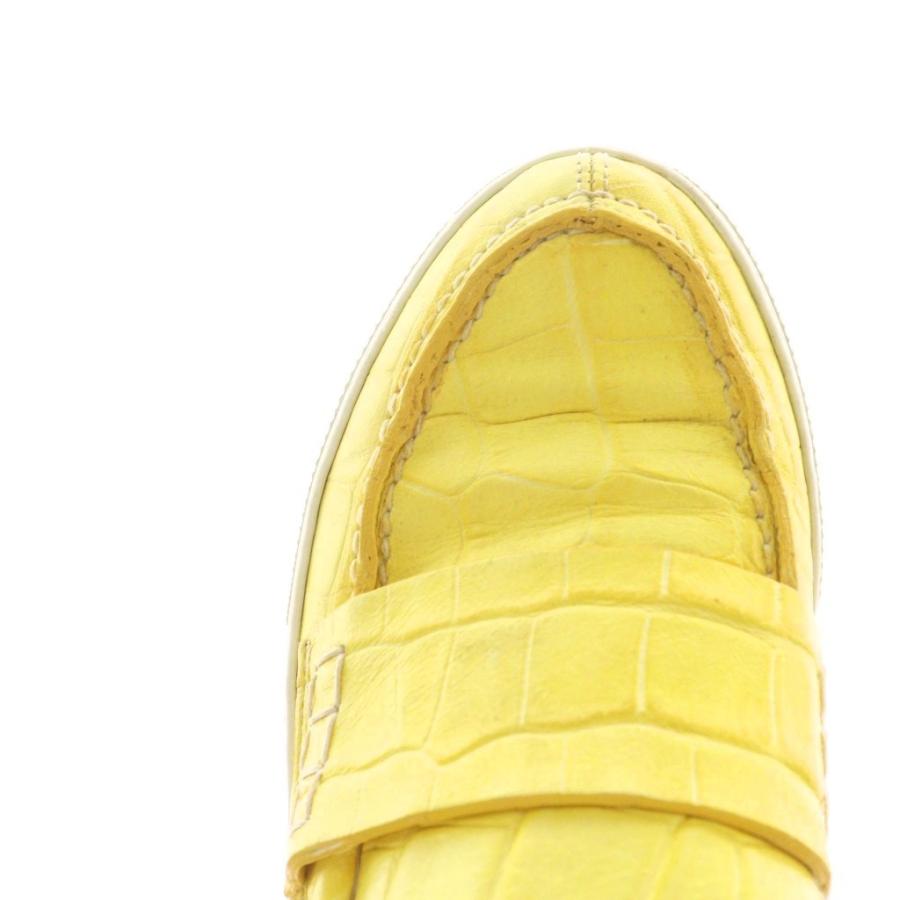 【中古】モンクレール MONCLER スリッポン シューズ クロコ型押し レザー 37 黄 イエロー 51 09A 2009900 MONCLER（モンクレール） スリッポン シューズ クロコ型押し レザー 37