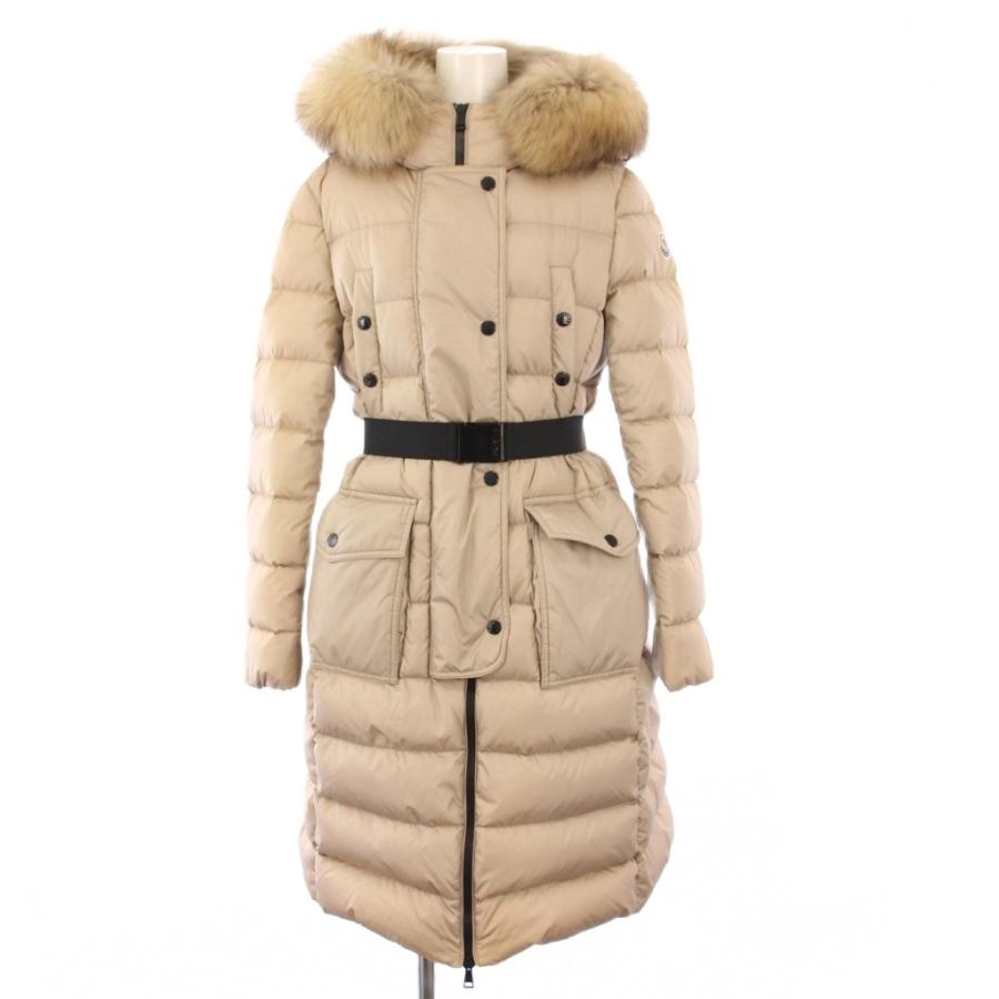 【中古】モンクレール MONCLER HLOE GIUBBOTTO ダウンコート アウター ロング フーディ ラクーンファー 1 ベージュ MONCLER（モンクレール） MONCLER HLOE GIUBBOTTO ダウンコート