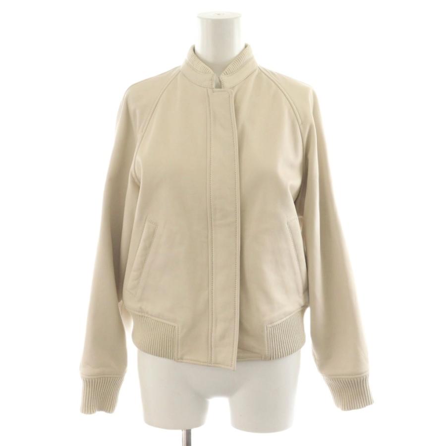 【中古】アルアバイル allureville 22SS ラムレザーコンパクトリブブルゾン ジャケット 羊革 2 アイボリー アルアバイル allureville 22SS ラムレザーコンパクトリブブルゾン