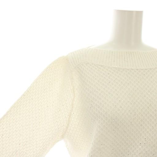 れいこ様美品ANAYI スパングルタックボートプルオーバーニットコサージュ白38 アナイ ANAYI 24SS スパングルタックボートプルオーバー ニット