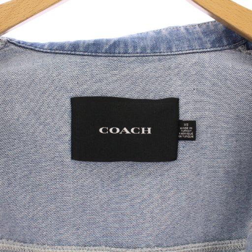 コーチ COACH デニムドレス ワンピース 半袖 ひざ丈 XS ブルー CI841