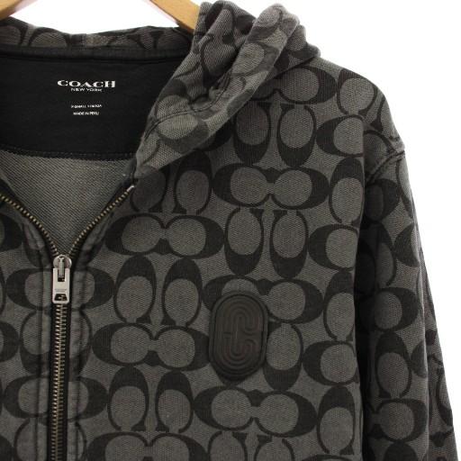 COACH（コーチ） ジップアップパーカー シグネチャー 長袖 XS 黒