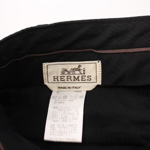 【中古】エルメス HERMES テーパードパンツ スラックス ジップフライ ワンカラー 黒 ブラック /BB メンズ HERMES（エルメス） テーパードパンツ スラックス ジップフライ ワン
