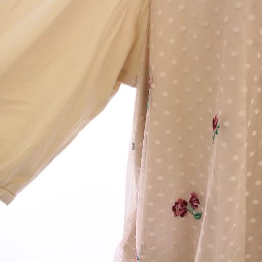 ローズティアラ Rose Tiara チュール刺繍切替チュニック 七分袖 クルー