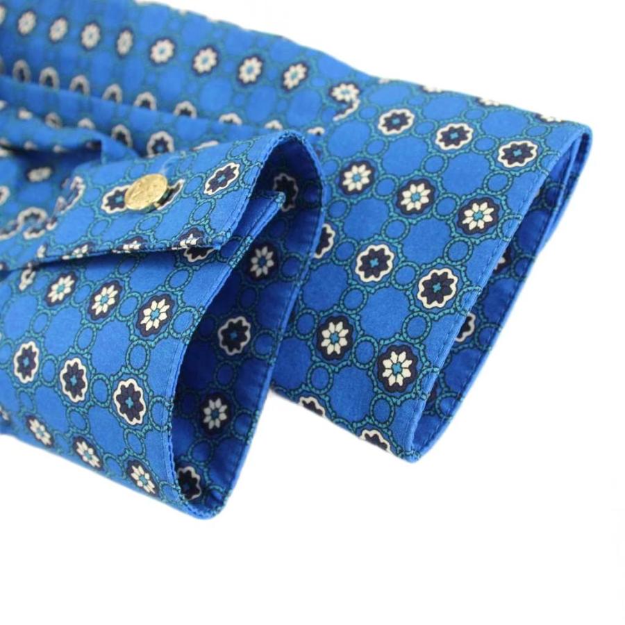 【中古】マックスマーラ シャツワンピース フレア ロング マキシ 長袖 総柄 プリント ベルト付き 36 ブルー 122111026 Max Mara（マックスマーラ） シャツワンピース フレア ロング マキシ