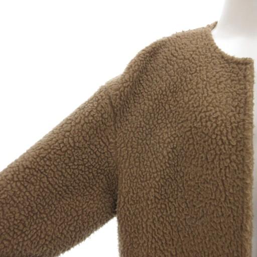 RIM ARK ノーカラーボアコート リムアーク　ロングコート リムアーク rim.ark ノーカラーコート ボア ロング丈 F 茶 ブラウン