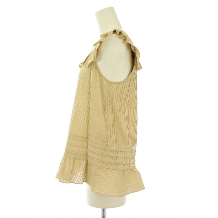 【中古】シーバイクロエ SEE BY CHLOE シャツ ブラウス ノースリーブ スクエアトゥ フリル I38 ベージュ SEE BY CHLOE（シーバイクロエ） シャツ ブラウス ノースリーブ