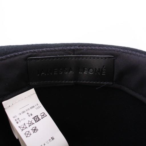 【中古】ジャネッサレオン L'Appartement取扱 ブラックハットウィズピン 中折れ帽 帽子 ウール ワンカラー 黒 ジャネッサレオン L'Appartement取扱 BLACK HAT WITH PIN ブラック