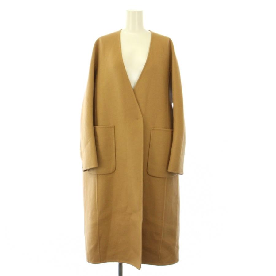 ドゥロワー Drawer リバーノーカラーコート アウター ロング丈 ウール