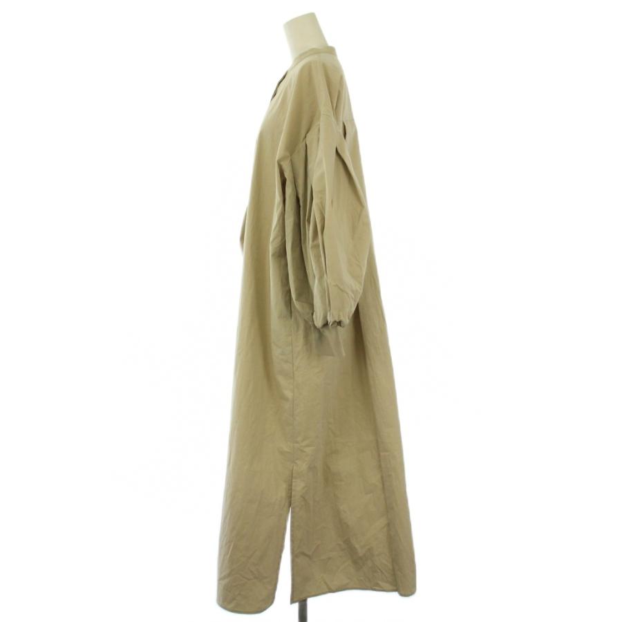 【中古】ビアズリー ガリャルダガランテ フレアワンピース シャツ マキシ ロング 長袖 バンドカラー 無地 ベージュ ビアズリー BEARDSLEY ガリャルダガランテ フレアワンピース シャツ