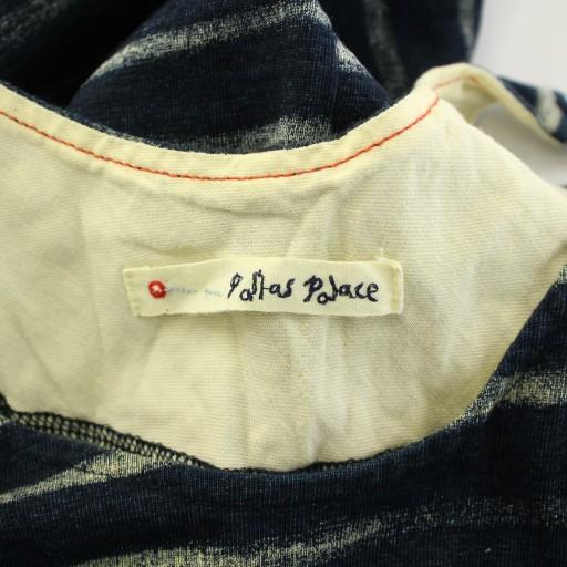 【中古】パラスパレス ワンピース マキシ ロング ノースリーブ Uネック ストレッチ ボーダー柄 0 紺 ネイビー パラスパレス Pallas Palace ワンピース マキシ ロング ノースリーブ U