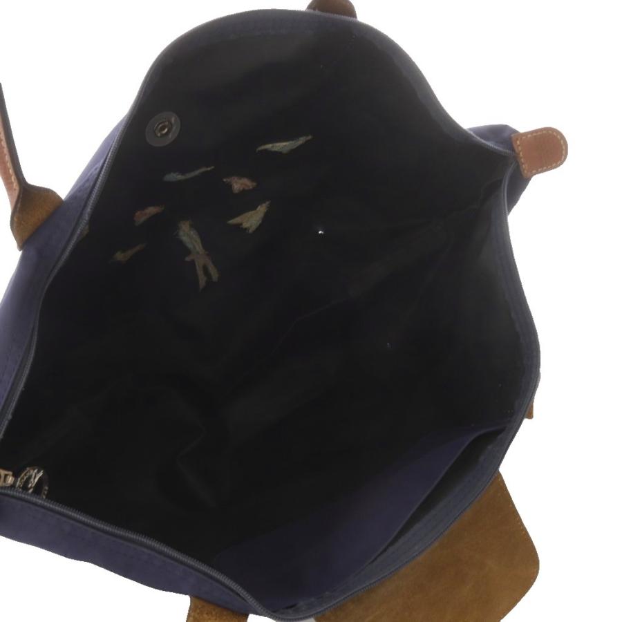 LONGCHAMP（ロンシャン） トートバッグ ハンドバッグ 紺 ネイビー 茶色