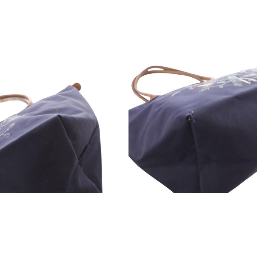 LONGCHAMP（ロンシャン） トートバッグ ハンドバッグ 紺 ネイビー 茶色