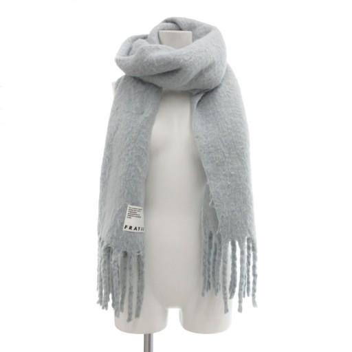 フレイアイディー FRAY I.D 24AW マフラー フリンジ 無地 ロゴ F 水色