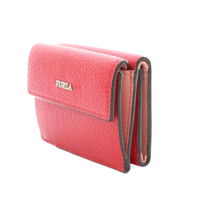 FURLA（フルラ） 三つ折り 財布 コンパクトウォレット レザー ロゴ 赤