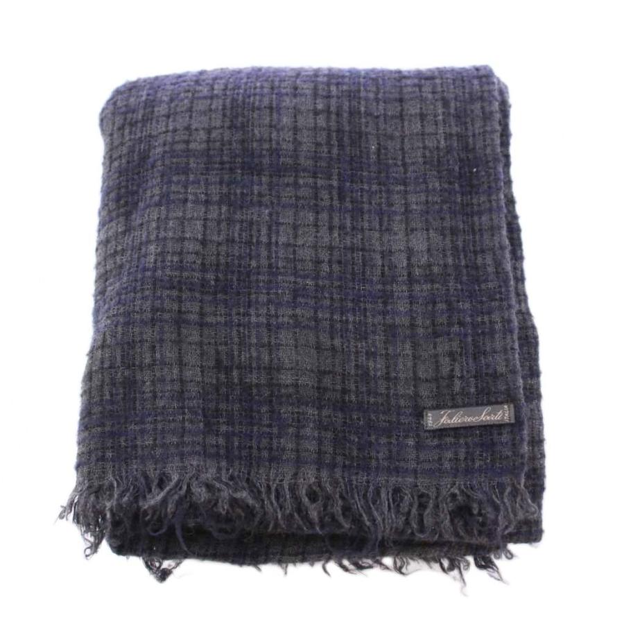 faliero sarti カシミヤ100% ブルーチェックストール マフラー faliero sarti カシミヤ100% ブルーチェックストール マフラー faliero