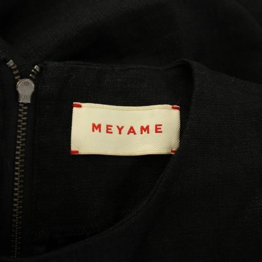 【中古】メヤメ MEYAME LINEN DRESS リネンドレス フレアワンピース マキシ ロング ノースリーブ クルーネック F 黒 メヤメ MEYAME LINEN DRESS リネンドレス フレアワンピース マキシ