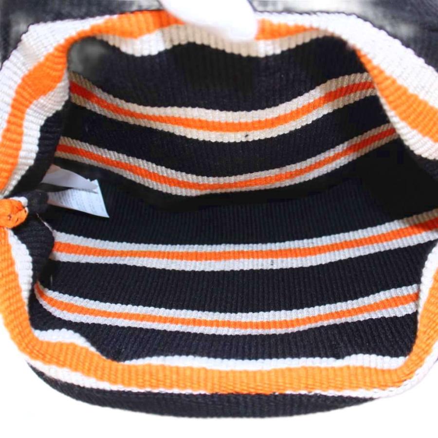 【中古】マルニ MARNI ボートバッグ ハンドバッグ ロゴ ボーダー柄 黒 ブラック オレンジ BOMH0003Q0 マルニ MARNI ボートバッグ ハンドバッグ ロゴ ボーダー柄 黒 ブラック