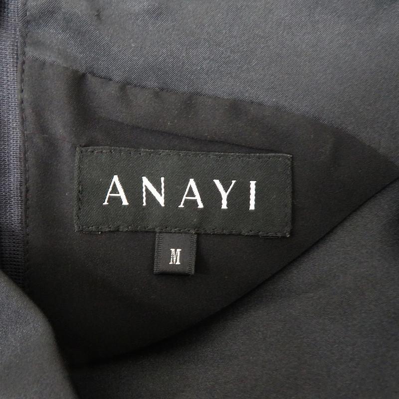 ANAYI アナイ ミモレ丈ワンピース ノースリーブ リボン ウエストシェイプ アナイ ANAYI ワンピース ミモレ丈 ノースリーブ ドレープネック M 黒