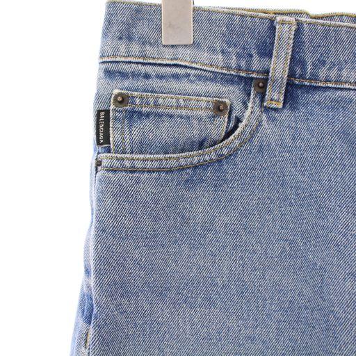 バレンシアガ デニムパンツ ジーンズ ボタンフライ ロゴパッチ 29 水色 BALENCIAGA（バレンシアガ） デニムパンツ ジーンズ ボタンフライ