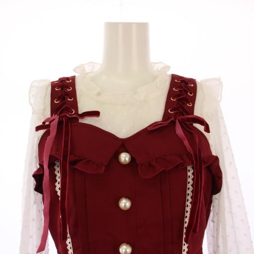 リズリサ LIZ LISA ワンピース ひざ丈 長袖 ブラウスドッキング リボン