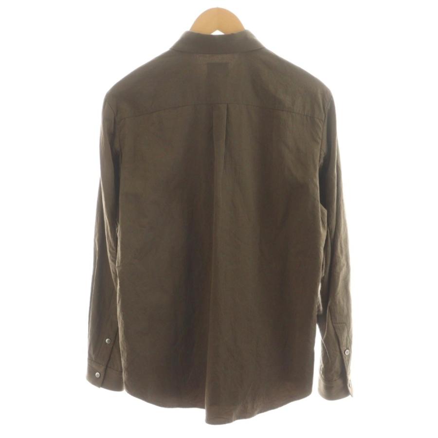 【中古】ヤマウチ 山内 塩縮加工コットンリネン シャツ 長袖 麻 3 カーキ YC41 /AN9 メンズ ヤマウチ 山内 塩縮加工コットンリネン シャツ 長袖 麻 3 カーキ YC41