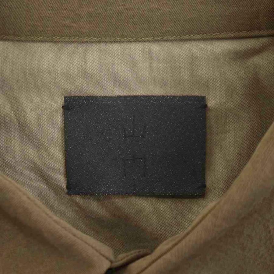 ヤマウチ 山内 塩縮加工コットンリネン シャツ 長袖 麻 3 カーキ YC41