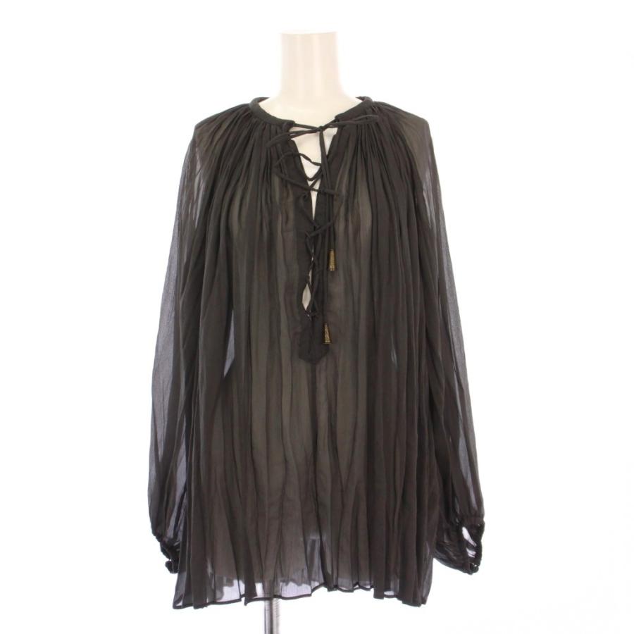 リュンヌ L'UNE シャツ ブラウス プルオーバー 長袖 プリーツ シアー