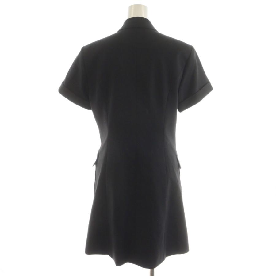 新品未使用　ボーダーズアットバルコニース 黒半袖ひざ丈ワンピース ボーダーズアットバルコニー 24SS OPEN COLLAR DRESS ワンピース ひざ