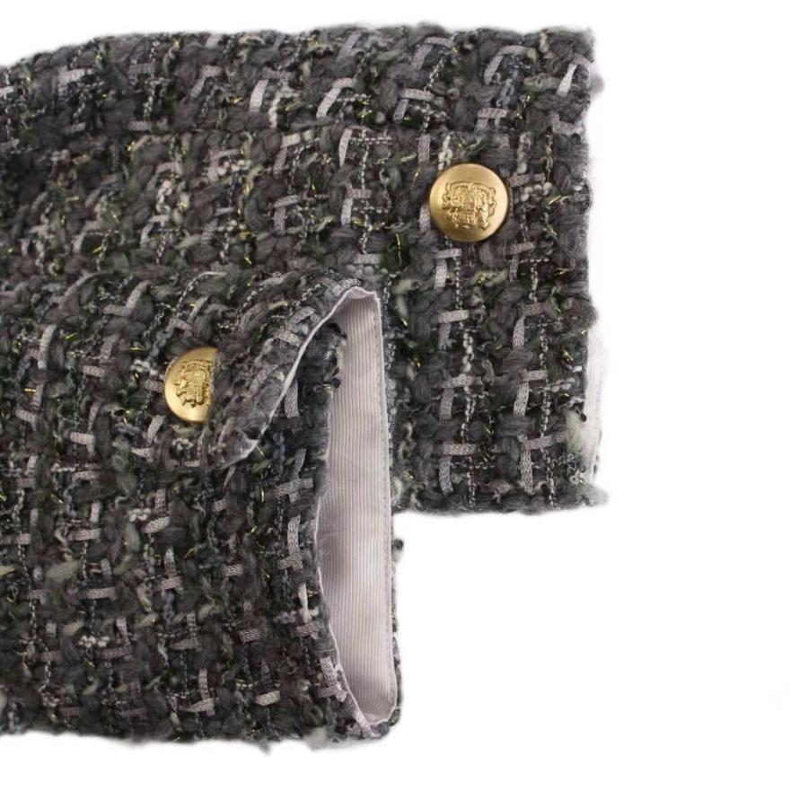 【中古】グレースクラス 23AW マルチヤーンツイードジャケット ショートパンツ セットアップ 上下 金ボタン 36 グレー グレースクラス 23AW マルチヤーンツイードジャケット ショートパンツ