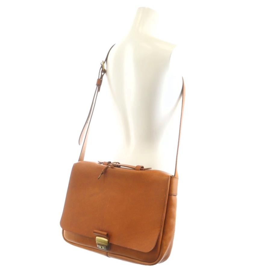 ヘルツ HERZ ギボシ留めショルダーバッグ レザー 茶 ブラウン /AN3