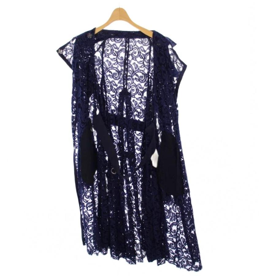 【中古】サカイ sacai フラワーレーストレンチコート アウター ロング シアー 3 ネイビー 17-03366 /KH レディース サカイ sacai フラワーレーストレンチコート アウター ロング シアー 3