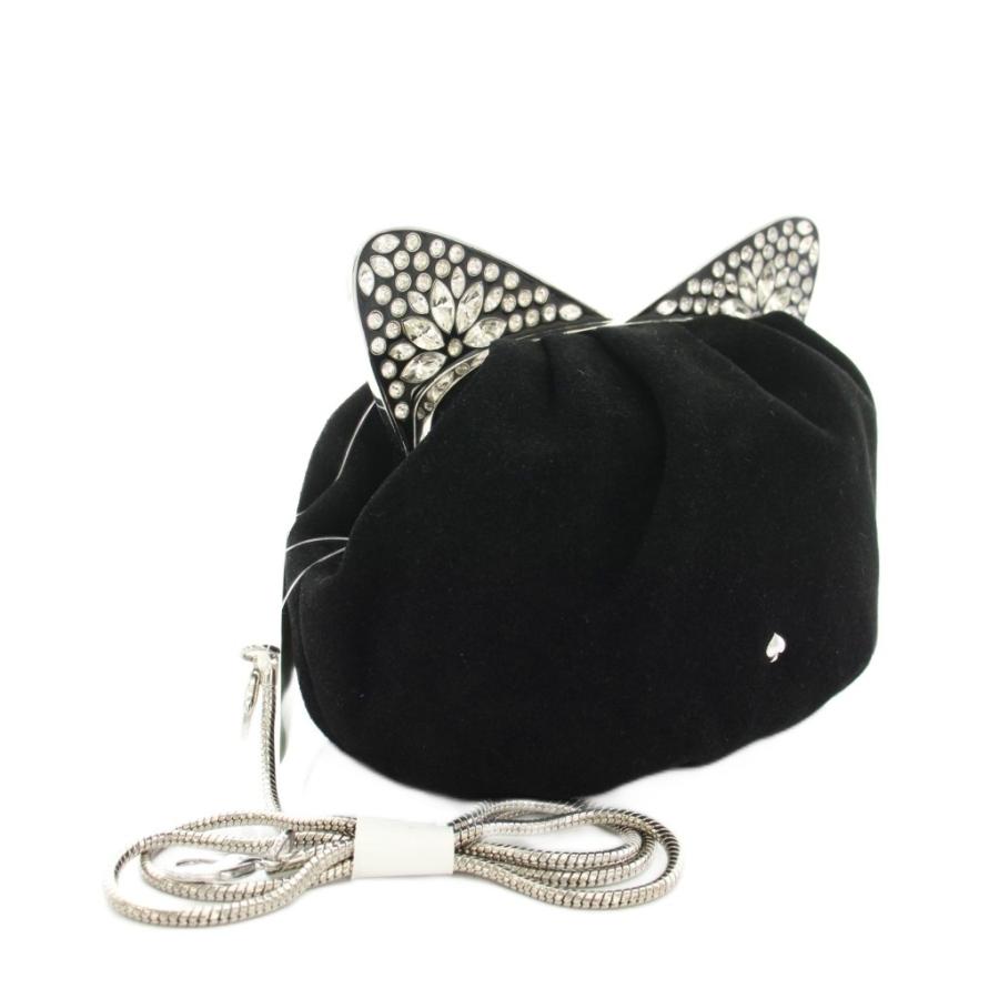 【中古】ケイトスペード エンベリッシュドキャットバッグ ショルダーバッグ がま口 猫型 黒 PXRU5775 レディース kate spade NEW YORK（ケイト・スペード ニューヨーク） ケイト