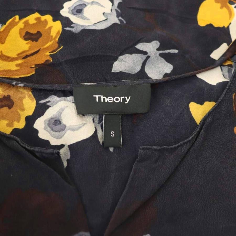 theory（セオリー） シルクブラウス シャツ プルオーバー 花柄 S 紺 
