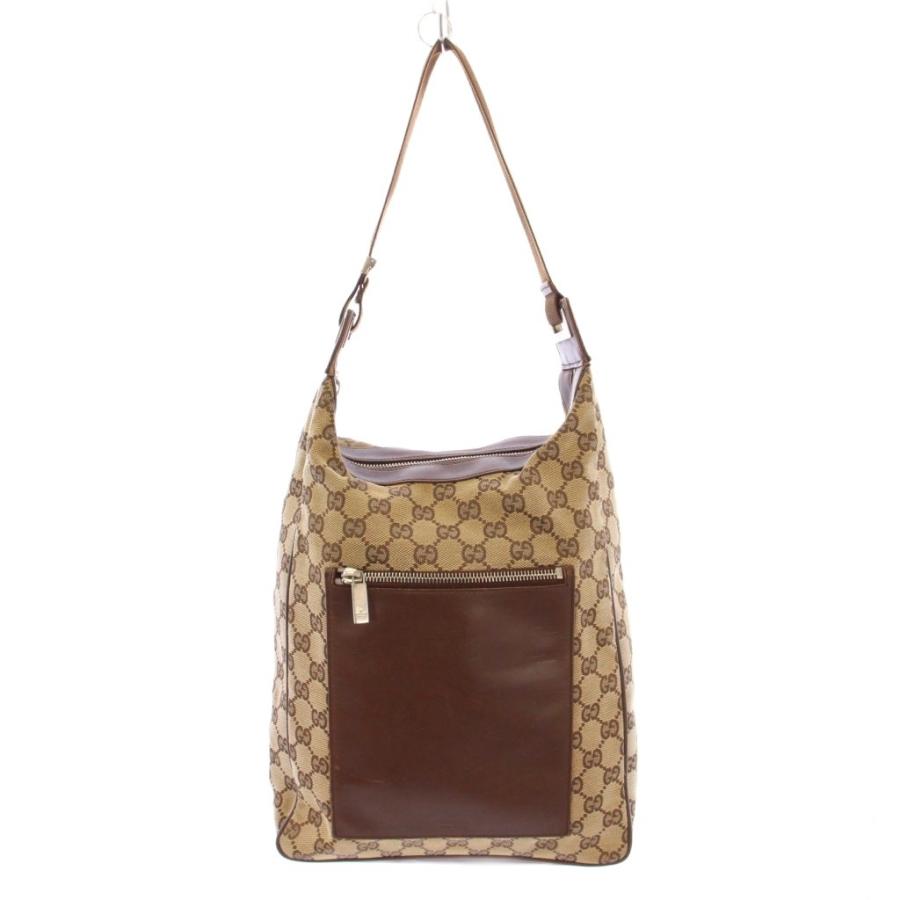 グッチ GUCCI ロゴ ショルダーバッグ ワンショルダー キャンバス　茶 GUCCI（グッチ） ワンショルダーバッグ キャンバス レザー 切替 GG柄