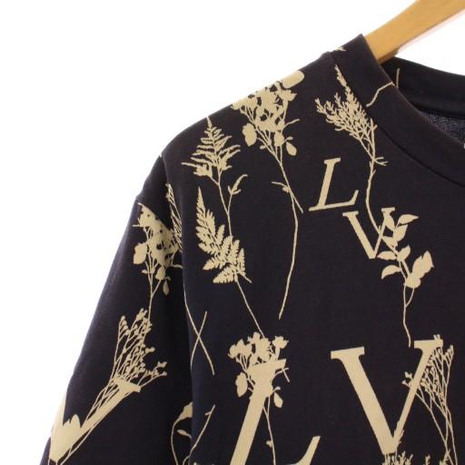 【中古】ルイヴィトン LVリーフディスチャージ Tシャツ 半袖 クルーネック ストレッチ バイカラー ロゴ 総柄 M 紺 LOUIS VUITTON（ルイ・ヴィトン） LOUIS VUITTON LVリーフ