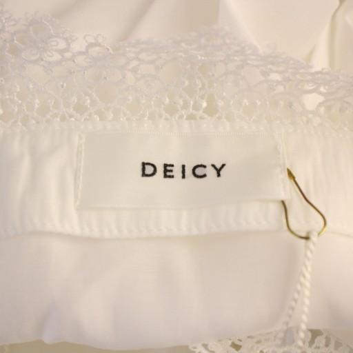 未使用品 デイシー deicy セットアップ 上下 ブラウス シャツ 五分袖 スクエアネック フレアスカート ロング レース F 0 白 /BM レディース