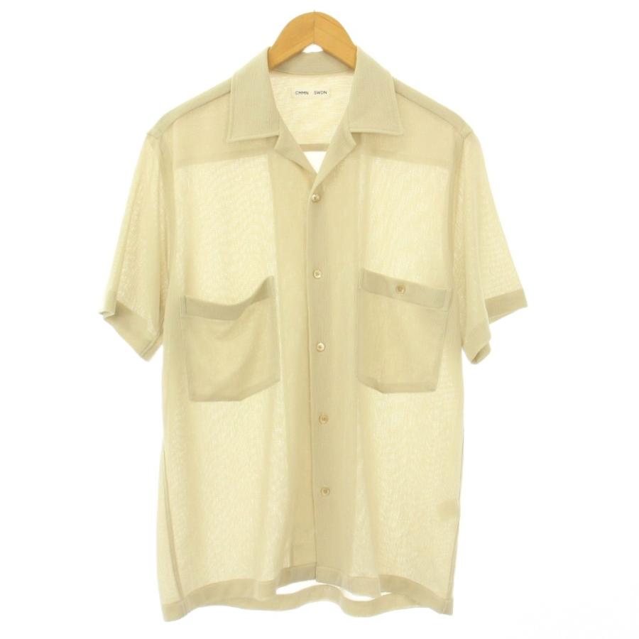 【中古】コモンスウェーデン CMMN SWDN オープンカラーシャツ カジュアル 半袖 ストレッチ 無地 48 ベージュ コモンスウェーデン CMMN SWDN オープンカラーシャツ カジュアル 半袖