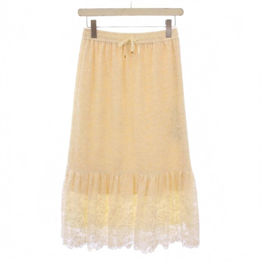 【中古】未使用品 エポカ コットンブレンドレースフリルスカート フレア イージー ミモレ ロング 38 アイボリー 未使用品 エポカ EPOCA コットンブレンドレースフリルスカート フレア